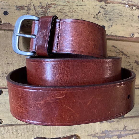CALVIN KLEIN VINTAGE BROWN LEATHER BELT COGNAC UNISEX WMNS SIZE S M - Picture 4 of 7